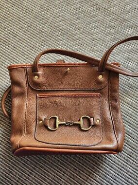 ​Tory Leather Co USA Benchcrafted Havana Leather Carry All Tote Bag Brass Snaffl